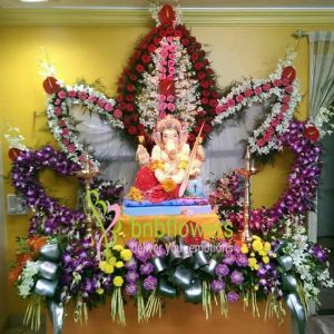 Flower Theme Ganesha Decor
