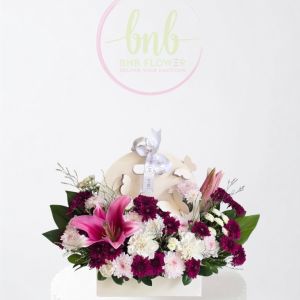 Butterfly Whimsy Pink Lily & Chrysanthemum Basket