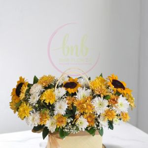 Radiant Sunflower & Golden Chrysanthemum Box Arrangement